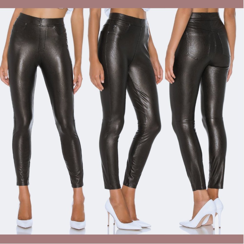 NWT $148 Spanx [ Medium ]‎ Faux Leather-Like Ankle Skinny Pants in Black  _
